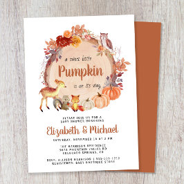 Invitación Cute Woodland Animals Pumpkin Parejas Baby Shower