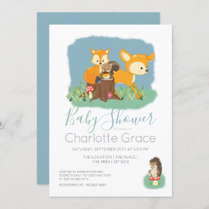 Invitación Cute Woodland Animals Unisex Baby Shower