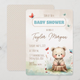 Invitación Cute Woodland Bear Baby Shower Invitation