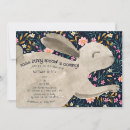 Invitación Cute Woodland Bunny Floral Baby Shower