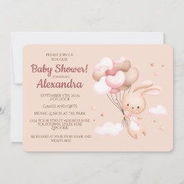 Invitación Cute Woodland Bunny Rabbit Baby Shower