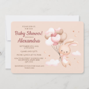 Invitación Cute Woodland Bunny Rabbit Baby Shower