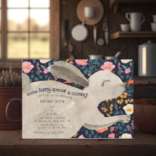 Invitación Cute Woodland Bunny Spring Baby Shower