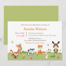 Cute Woodland Colorful Forest Animals Baby Shower