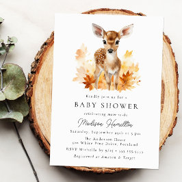 Invitación Cute Woodland Deer Fall Baby Shower