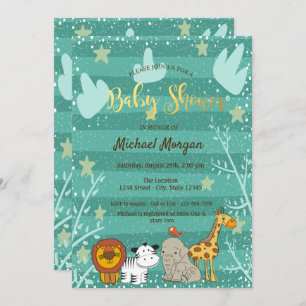 Invitación Cute Woodland, Forest Animals Baby Shower