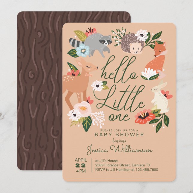 Invitación Cute Woodland Forest Animals Baby Shower (Anverso / Reverso)