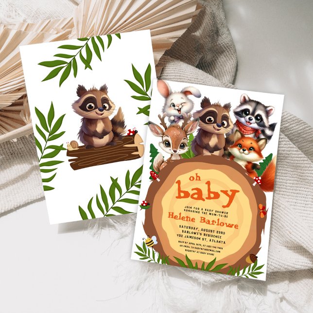 Invitación Cute Woodland Forest Animals Baby Shower (Cute Woodland Forest Animals Baby Shower Invitation)