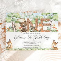 Cute Woodland Forest Animals Wood UN primer cumple