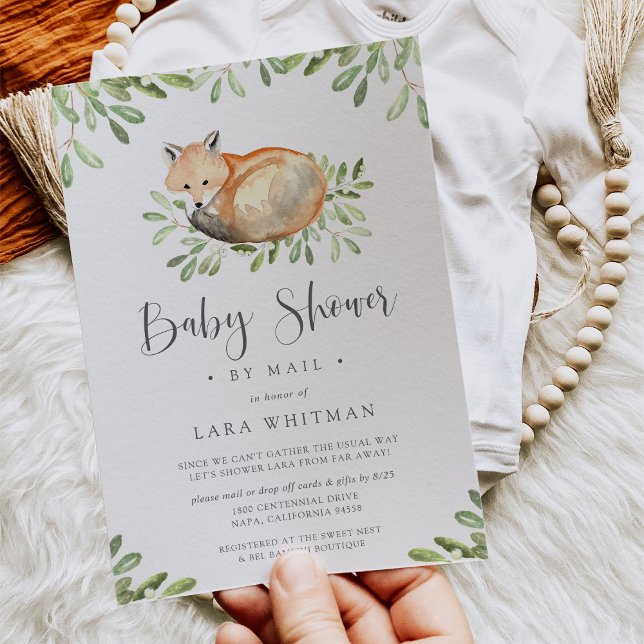 Invitación Cute Woodland Fox Baby Shower por correo (Subido por el creador)