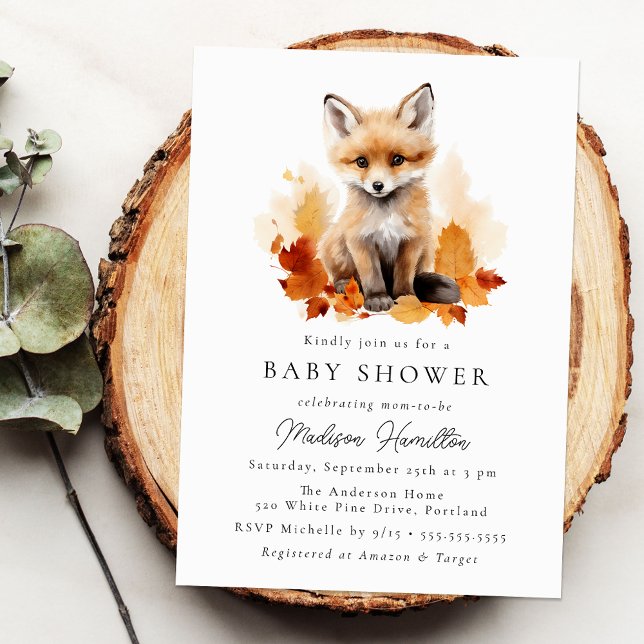 Invitación Cute Woodland Fox Fall Baby Shower (Subido por el creador)