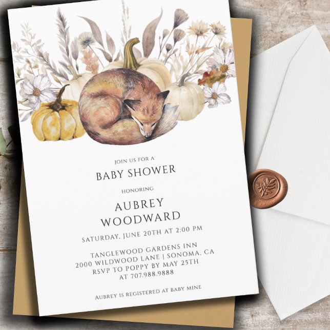 Invitación Cute Woodland Fox Pumpkins Autumn (Subido por el creador)