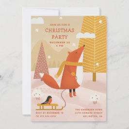 Invitación Cute Woodland Fox | Winter Forest Christmas Party