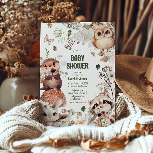 Invitación Cute Woodland Friends Baby Shower (Subido por el creador)