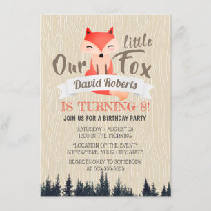 Invitación Cute Woodland Little Fox 8Cumpleaños Party
