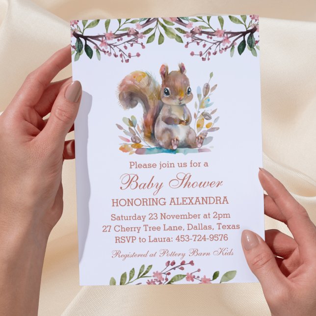 Invitación Cute Woodland Squirrel Forest Baby Shower (Subido por el creador)