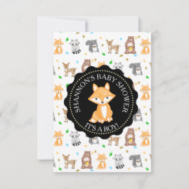 Invitación Cute Woodlands Animales Fox Baby Shower