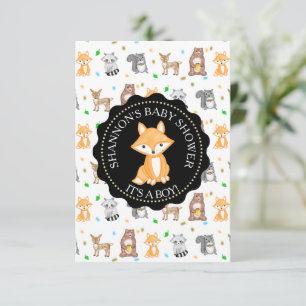 Invitación Cute Woodlands Animales Fox Baby Shower  