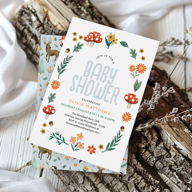 Invitación Cute y Rustic Forest Woodland Boys Baby Shower (Subido por el creador)