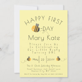Invitación Cute Yellow Customized Honey Bee First Birthday