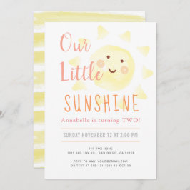 Invitación Cute Yellow Sunshine Chica fiesta de cumpleaños