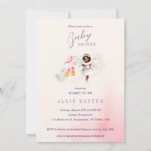 Invitación Cute zapatillas rosadas Chica de polvo de hadas Ba
