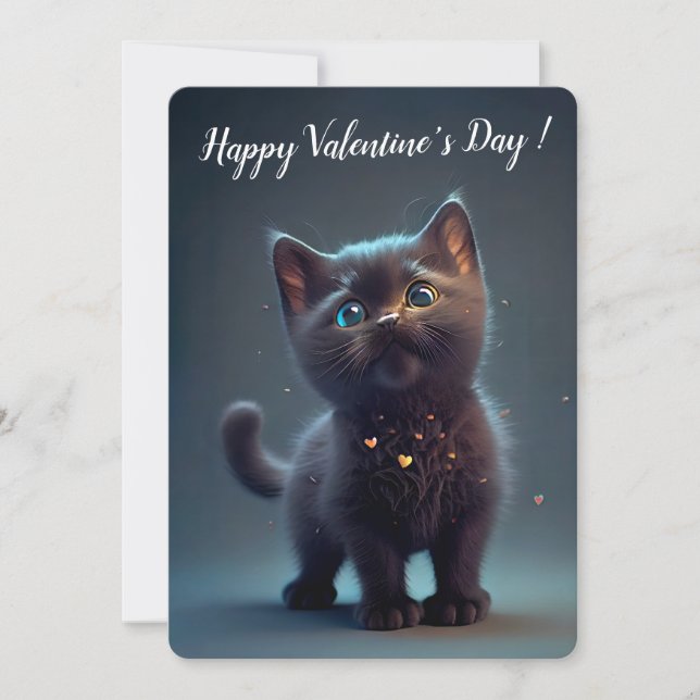 Invitación Cutest Black Kitten El día de San Valentín (Anverso)