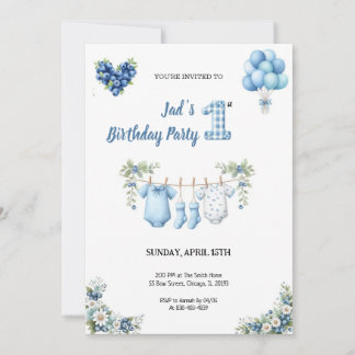 Invitación CUTEST BLUE BIRTHDAY PARTY Invitation