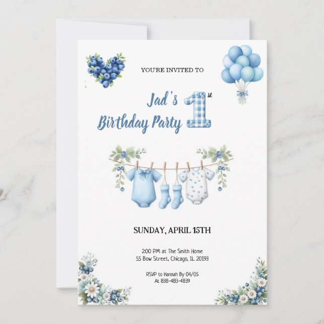 Invitación CUTEST BLUE BIRTHDAY PARTY Invitation (Anverso)