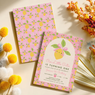 Invitación Cuti Muñequita Rosa Bebé Niña Cumpleaños 1er Año