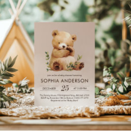 Invitación Cutie Baby Bear Watercolor Baby Shower