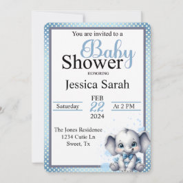 Invitación Cutie Blue Elephant - Pequeña Maní