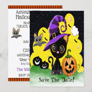 Invitación Cutie Kitty FUN Halloween Party