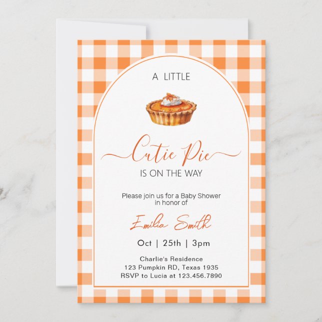 Invitación Cutie Pie Baby Shower (Anverso)