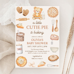Invitación Cutie Pie Baking Teddy Bear Fall Baby Shower