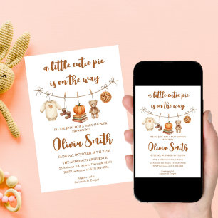 Invitación Cutie Pie está en camino, Baby Shower de Otoño