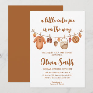 Invitación Cutie Pie está en camino, Baby Shower de Otoño