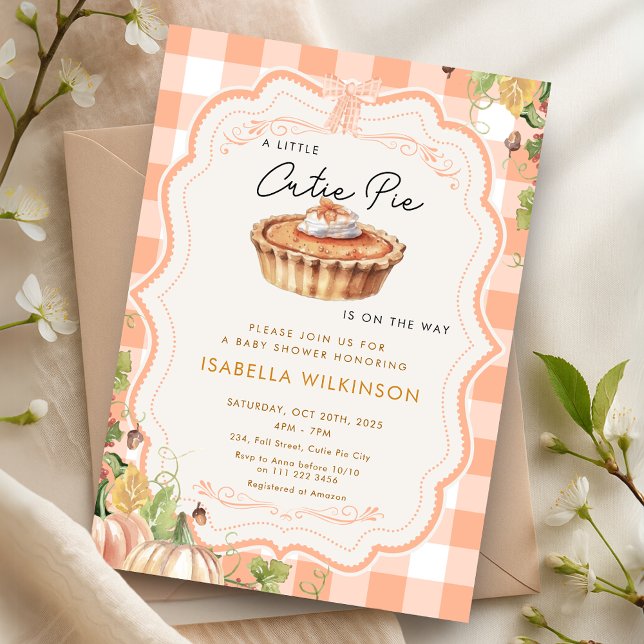 Invitación Cutie Pie Fall Pumpkin Pie Baby Shower (Cutie Pie Fall Pumpkin Pie Baby Shower Invitation)