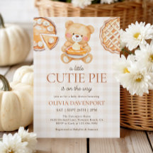 Cutie Pie Gingham Teddy Bear Fall Baby Shower