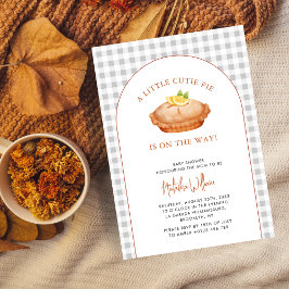 Invitación Cutie Pie Gray Gingham Checkered Fall Baby Shower