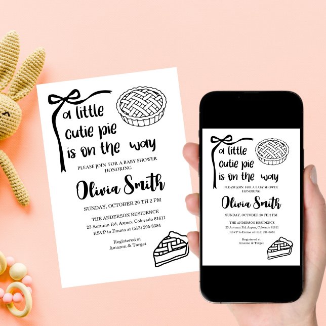 Invitación Cutie Pie is on the Way, Fall Baby Shower (Subido por el creador)