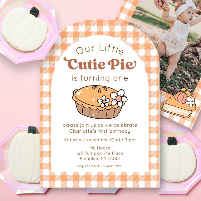 Invitación Cutie Pie Pumpkin Birthday Photo Invitation (Subido por el creador)