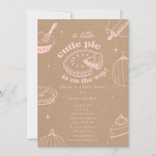 Invitación Cutie Pie Pumpkin Cardstock Chica rosa Baby Shower
