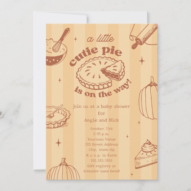 Invitación Cutie Pie Pumpkin Fall Neutral Baby Shower (Anverso)