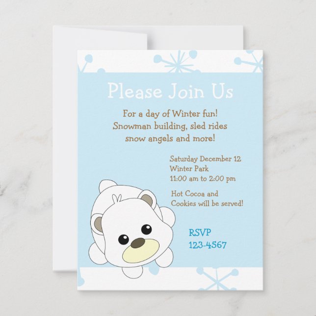 Invitación Cutie Polar Bear (Anverso)