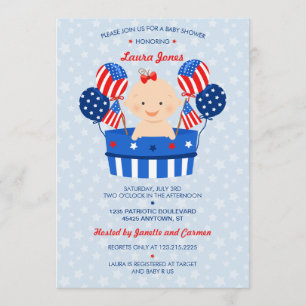 Invitación Cuto 4 de julio: Baby Shower de bebé patriota