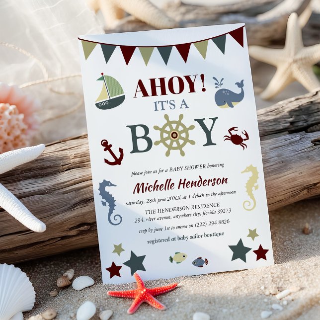 Invitación ¡Cuto Ahoy Náutico! Es un niño Baby Shower (Subido por el creador)