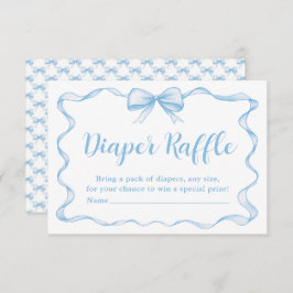 Invitación Cuto azul Bow Cinta Baby Shower Diaper Raffle