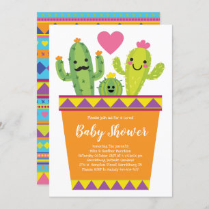 Invitación Cuto cactus Baby Shower colorido sudoeste