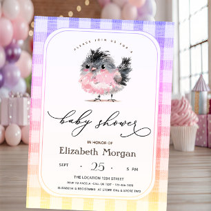 Invitación Cuto capricho de pollo en Baby Shower